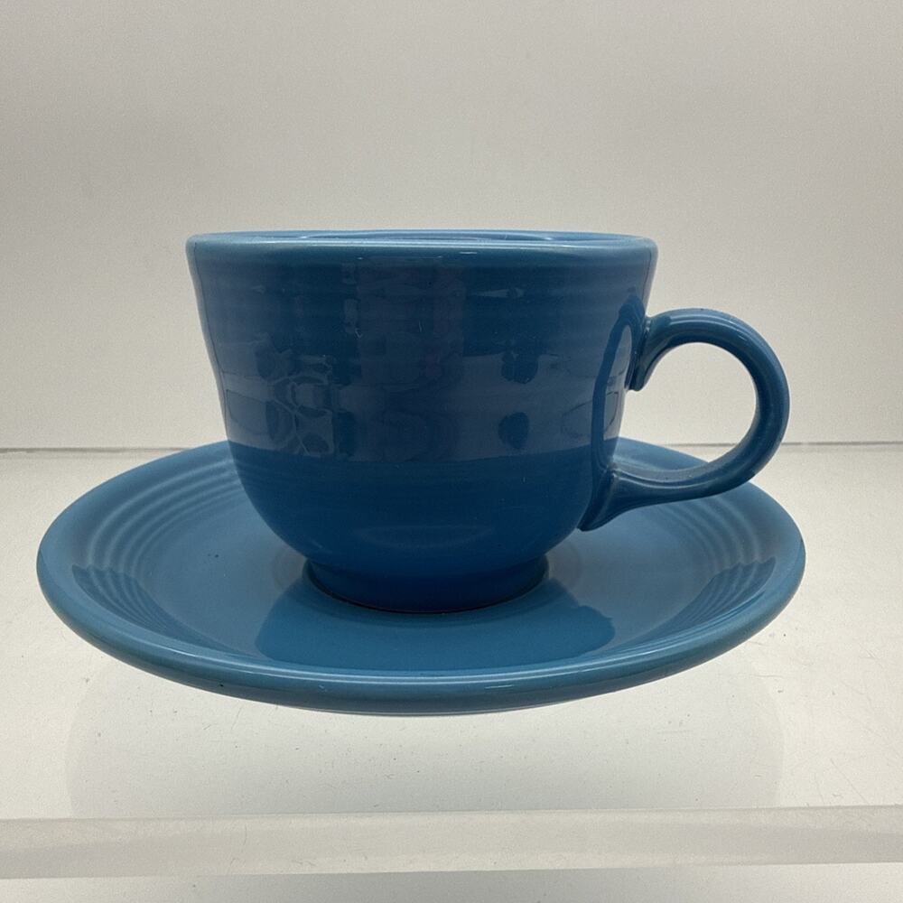 Fiesta Peacock Tea Cup & Saucer Homer Laughlin Fiestaware Retired